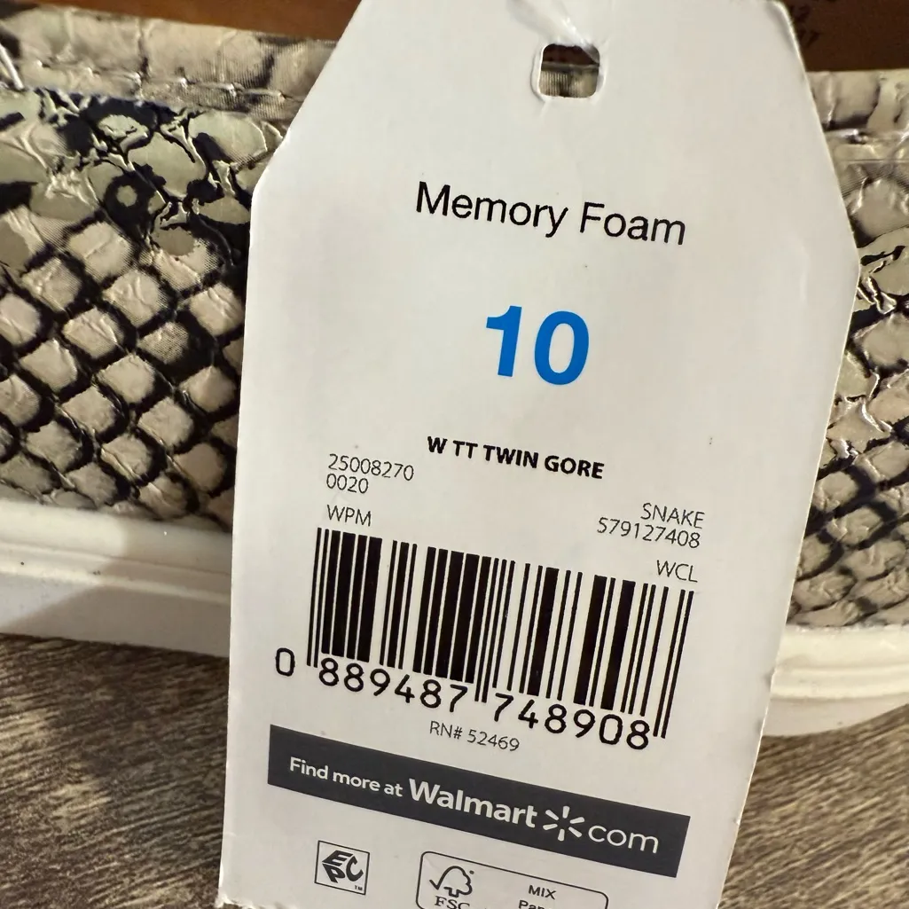 Time &Tru Reptile Snake Print Slip On Shoes Women’s Size 10 Memory Foam Black - Image 4