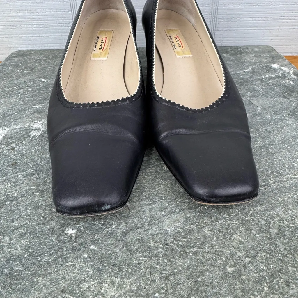 Vintage Talbots Black Leather Closed Square Toe Pumps Heels Size 8 - Image 3