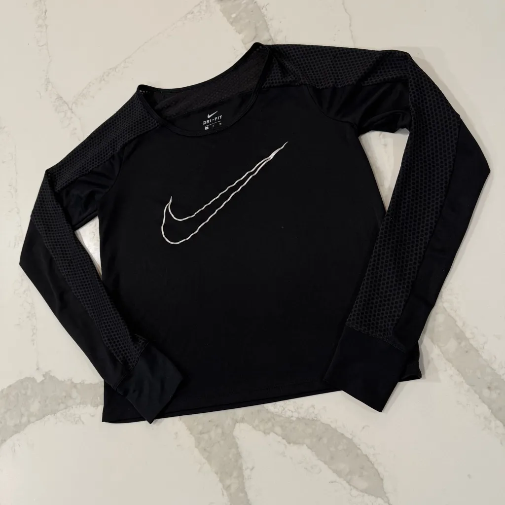Nike Dri-FIT Long Sleeve Running Top Women’s Small Black Activewear Workout Gym - Image 2