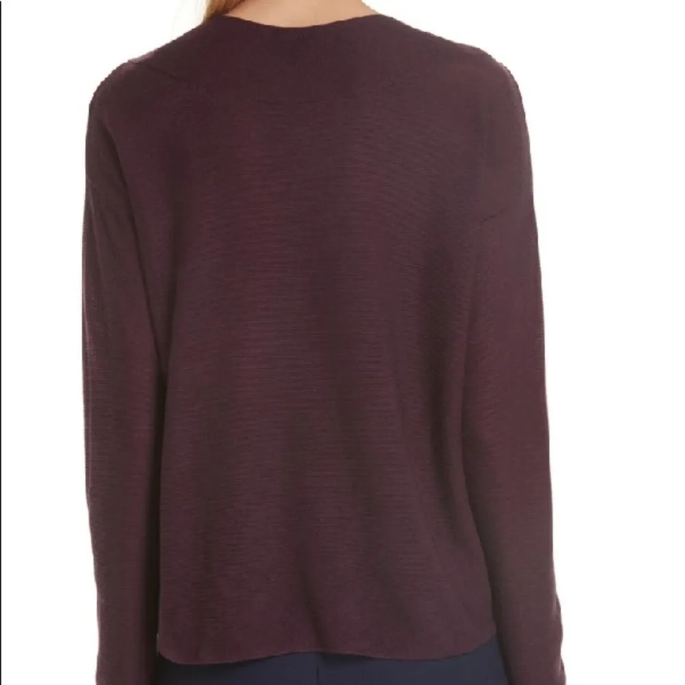 Eileen Fisher Maroon Knit Sweater Silky Tencel V-Neck Boxy Lightweight - Image 11