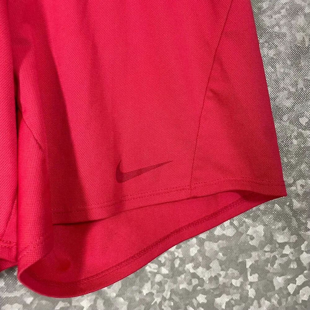 Nike Women's Dark Pink Dri-Fit Fold Over Waist Shorts - Size XS - Activewear - Image 4