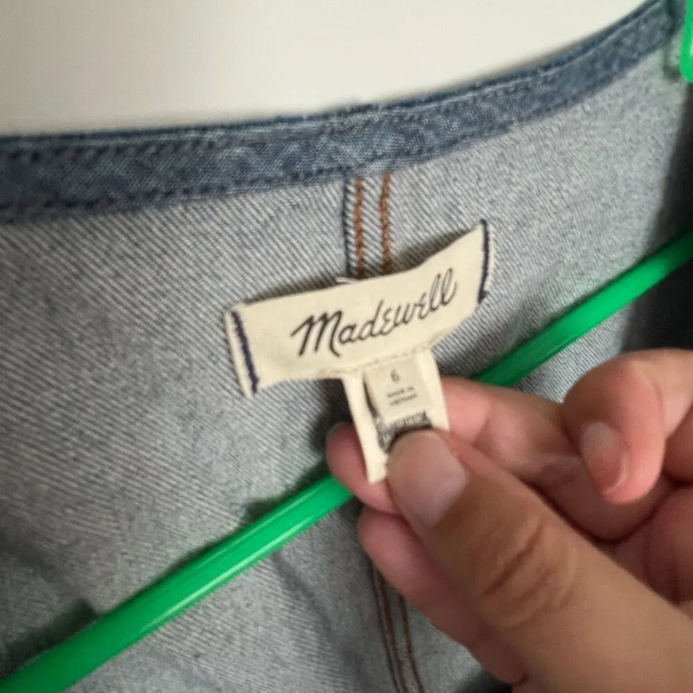 MADEWELL Denim Square Neck Midi Dress in Benton Wash size 6 - Image 8