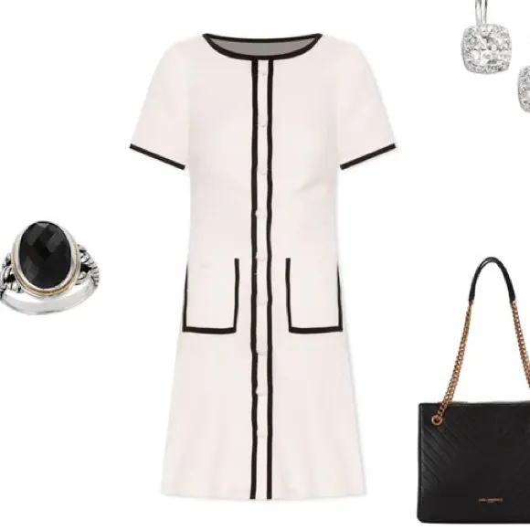 Alexia Admor Ivory and Black Tweed Dress - Image 2