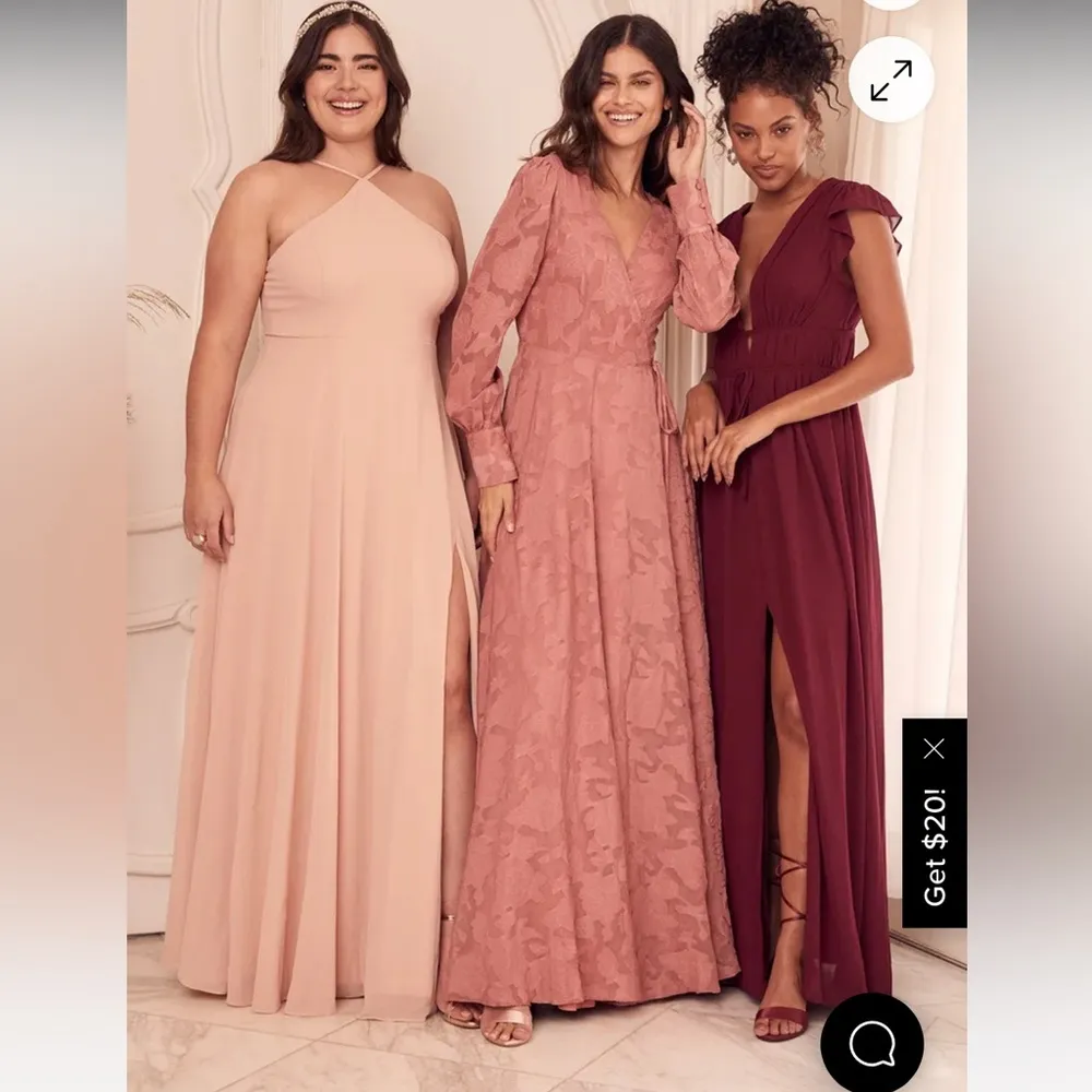 Lulu's Dusty Rose Wrap Gown with Long Sleeves Size Small NWT Pink - Image 2