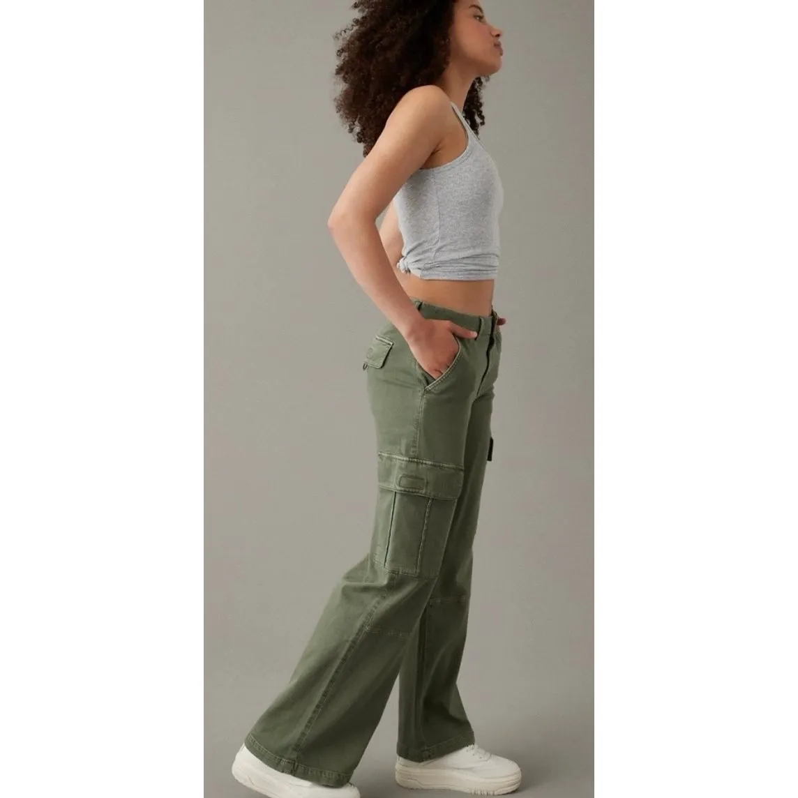 ✨AE Dreamy Drape Stretch Cargo Super High-Waisted Baggy Wide-Leg Sz 0 Pants✨ - Image 2