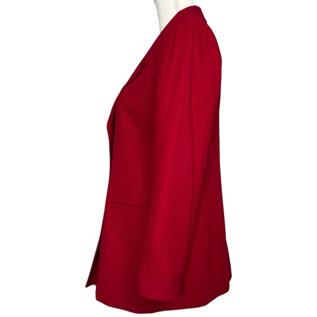 Kasper ASL Petite Red Women’s Blazer Size 10P Gold Black Metal Buttons Vintage - Image 5