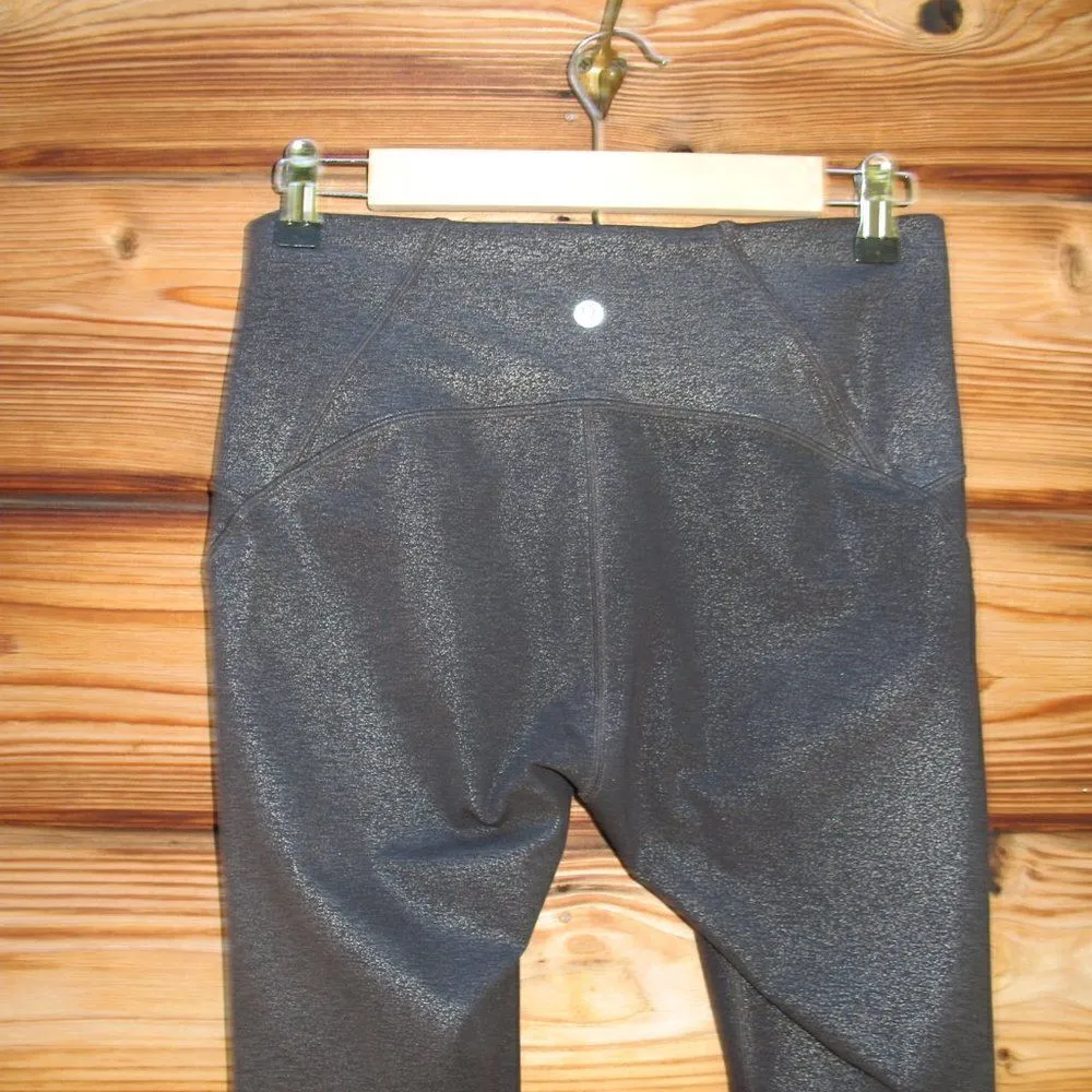 Lululemon Train Times 7/8 Pant 25" Luminosity Foil Print Black Silver  Black - Image 9