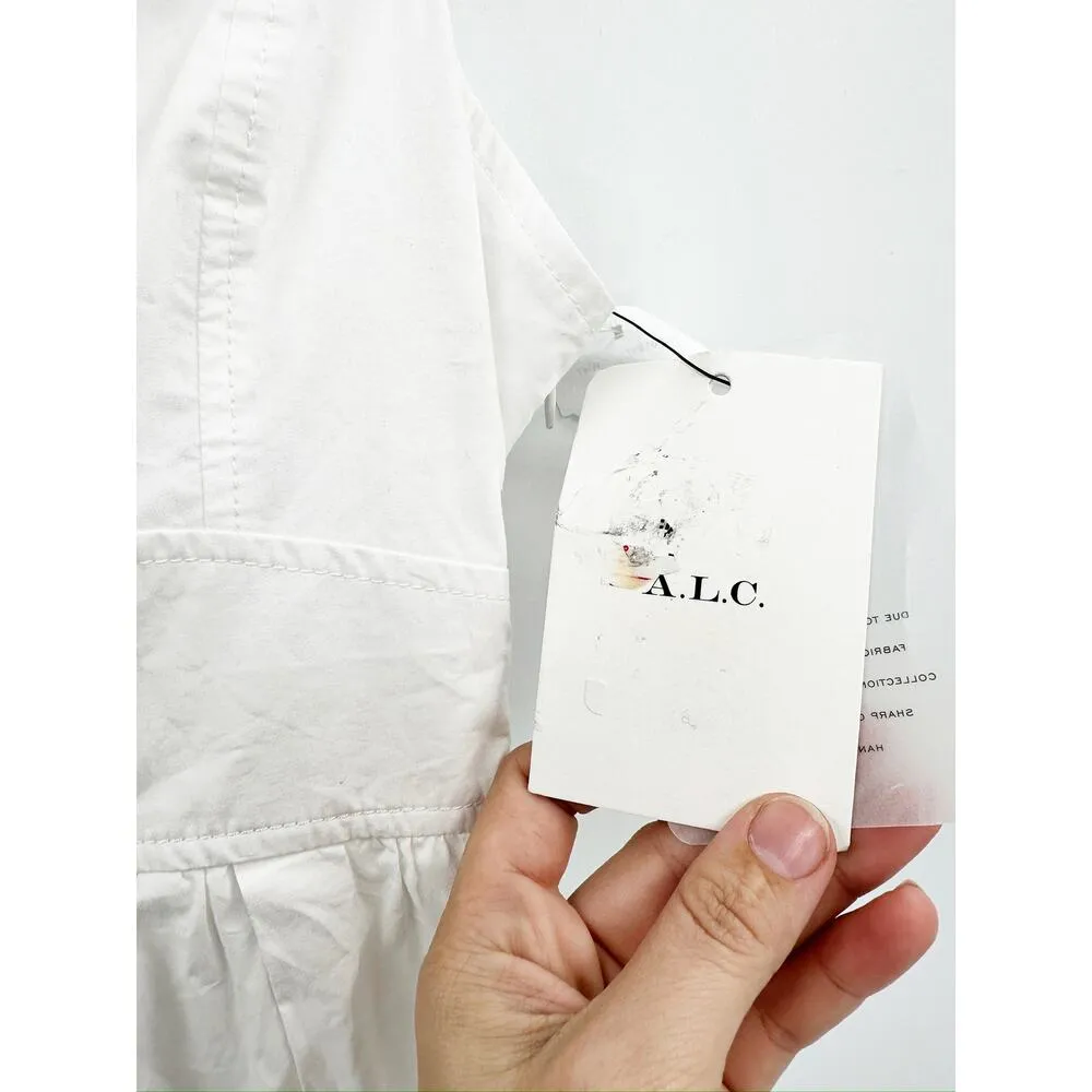 A.L.C. Lily Cotton Midi Dress White Lace Up Back Size 6 NWT - Image 7