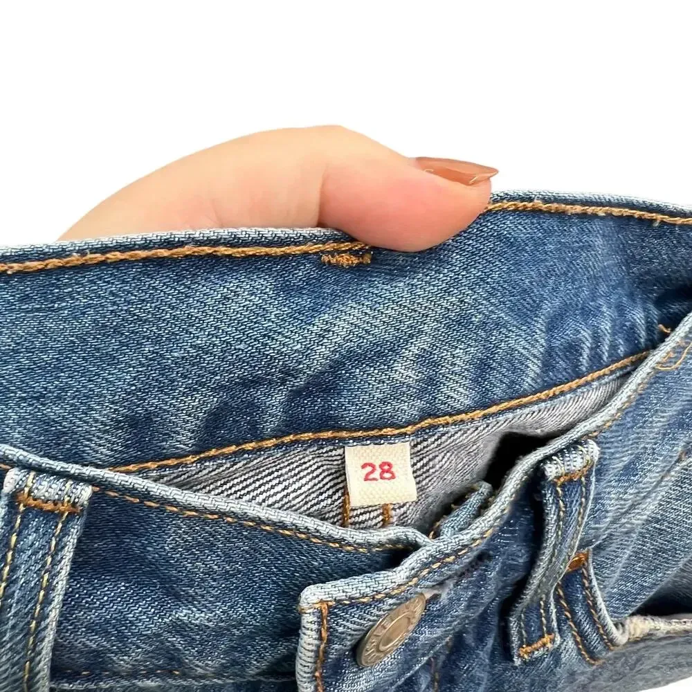 Levi's Deconstructed Mini Skirt Medium Wash Denim Jean Size‎ 28 - Image 9