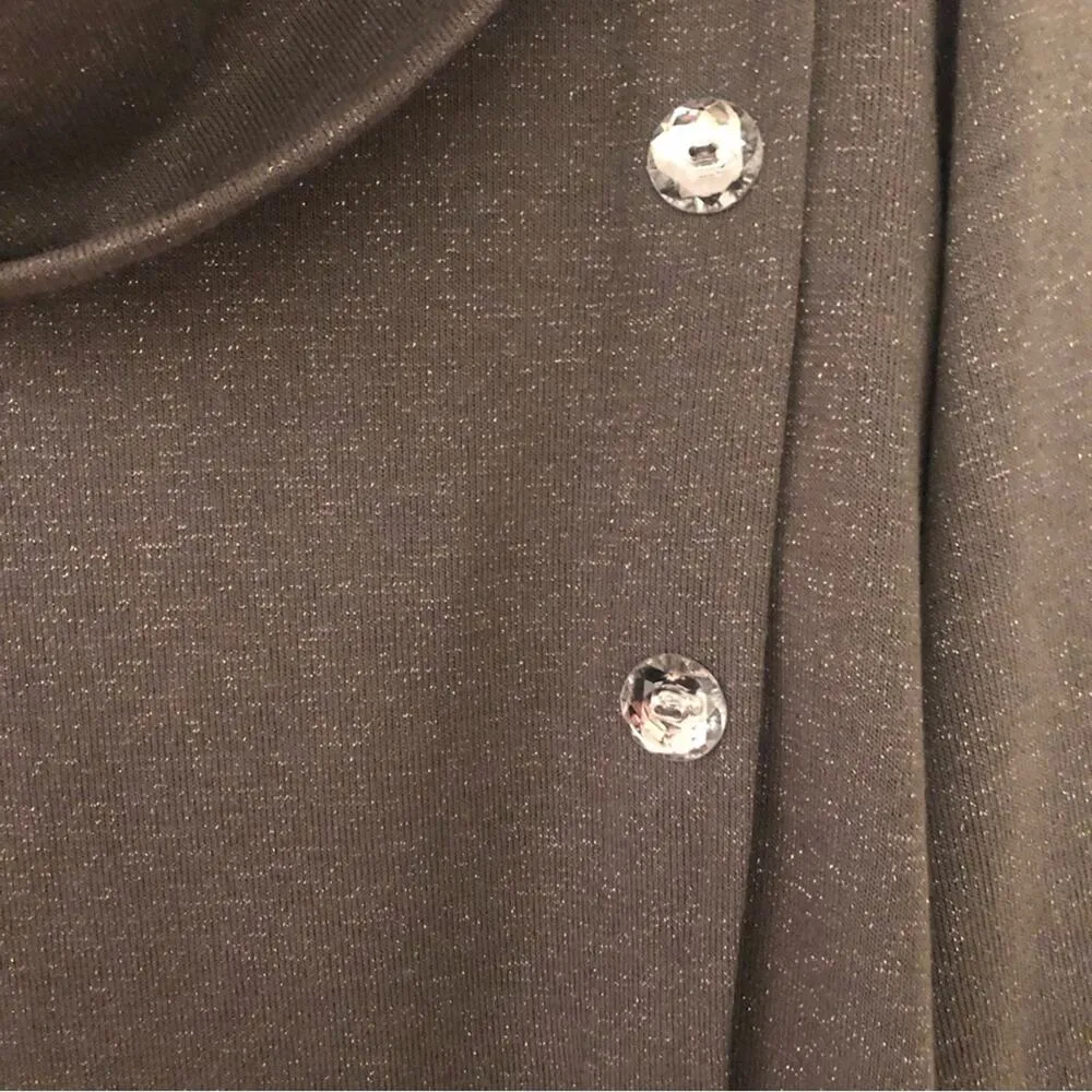 Adrienne Vittadini Gray Silver Sparkle Stretch Cowl Neck Blouse Size XL - Image 5