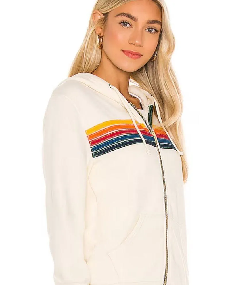 Aviator Nation 5 Stripe Zip Up Hoodie - Image 3