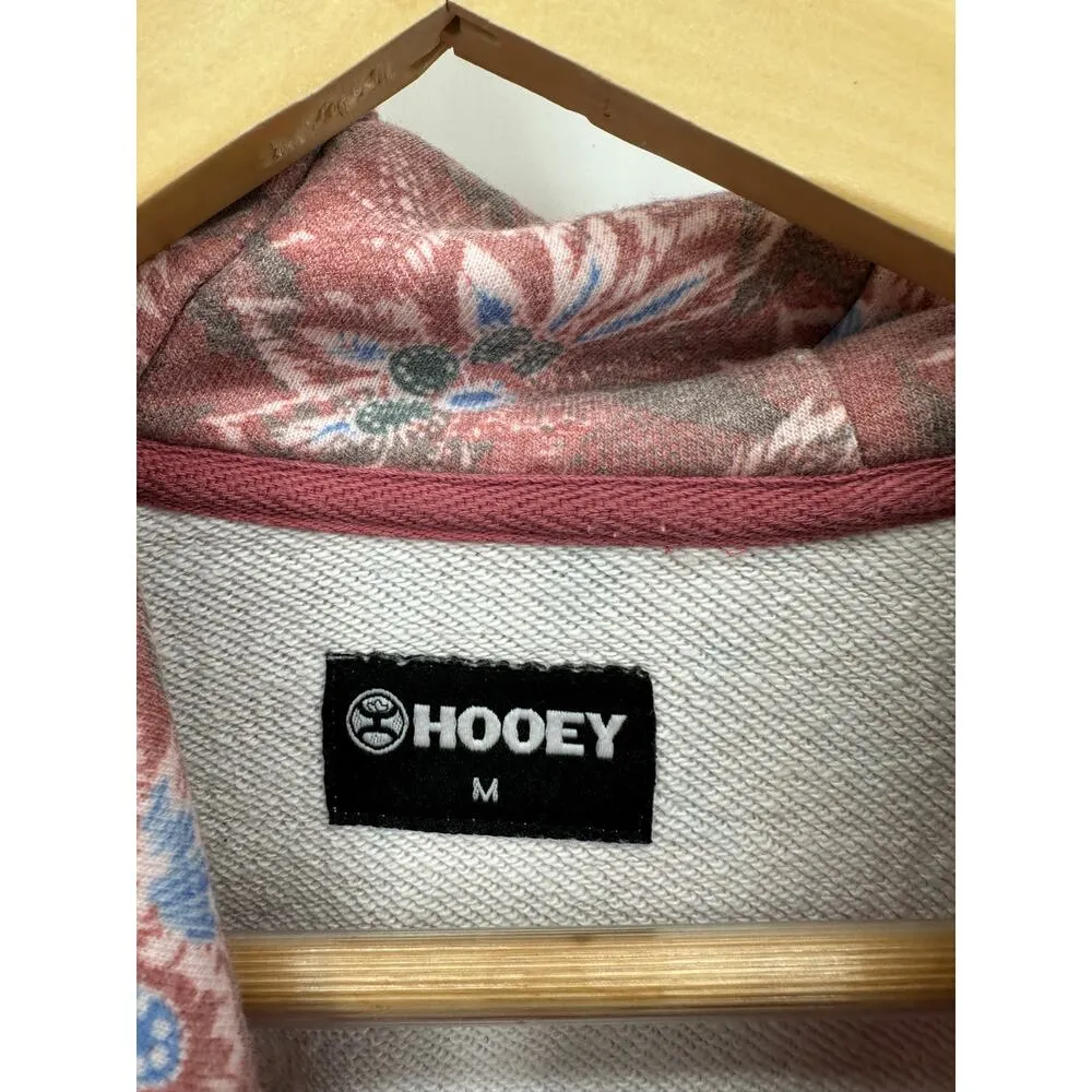 Hooey "Chaparral" Marsala Floral Print Hoodie Pullover Sweatshirt Women Medium Red - Image 6