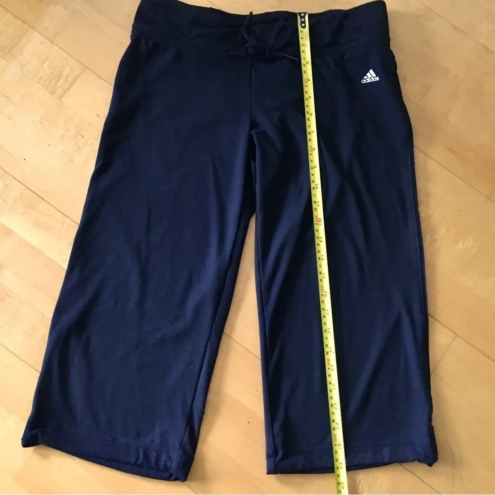 Adidas Capri Leggings w/ Drawstring Waist, Leg Openings, Black, Size S - Image 6