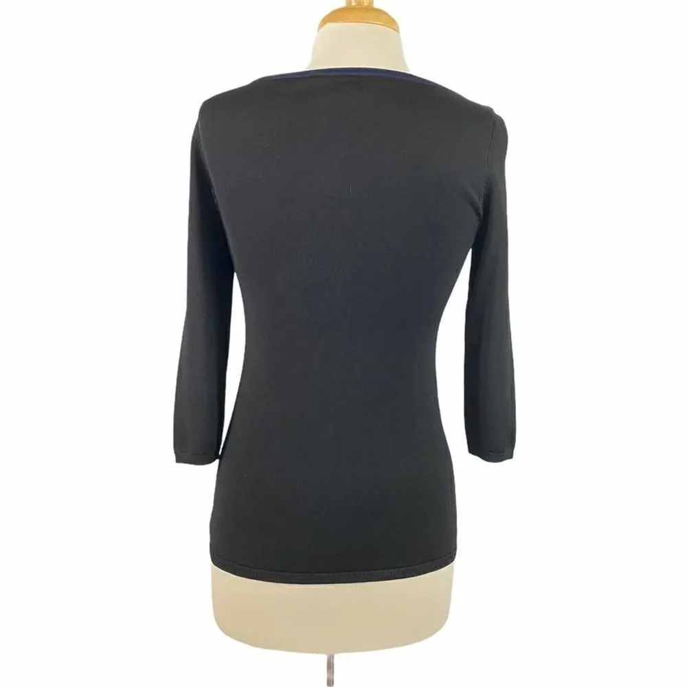 White House Black Market Black Blue Side Lace Up Top Size XS - Image 9