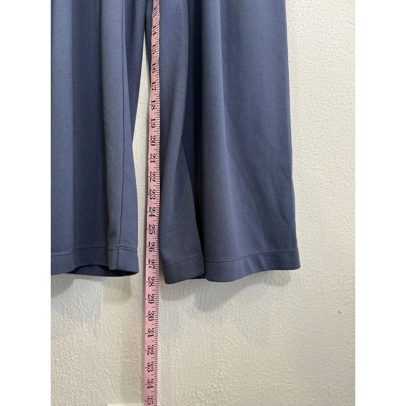 Halara High Waisted Pleated Wide Leg  Palazzo Pant Blue Sz L Knit Utility - Image 4