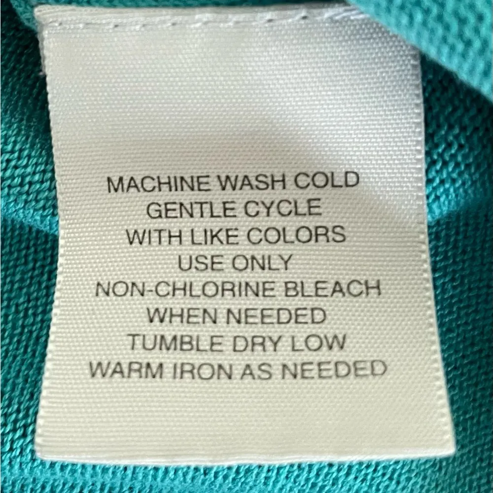 Liz Baker Woman teal Green acrylic cotton blend top, size 2X minimalist summer - Image 4