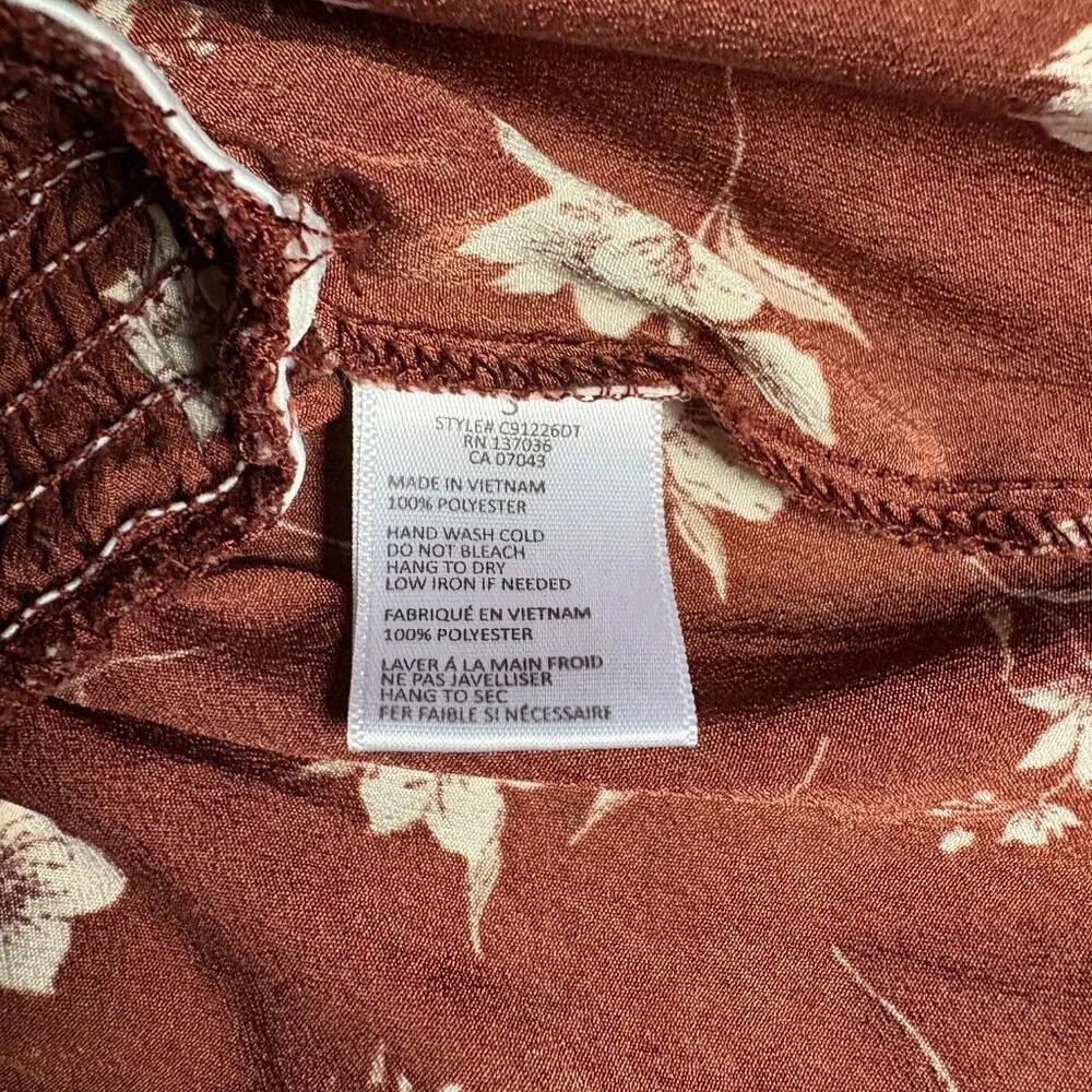 Paper Crane small brown floral smocked crop tube top festival summer casual - Image 2