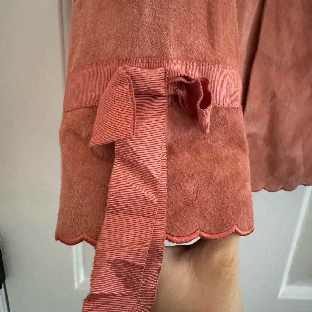 Vintage Terri Lewis Genuine Leather Scalloped Edge Jacket Pink Medium - Image 5