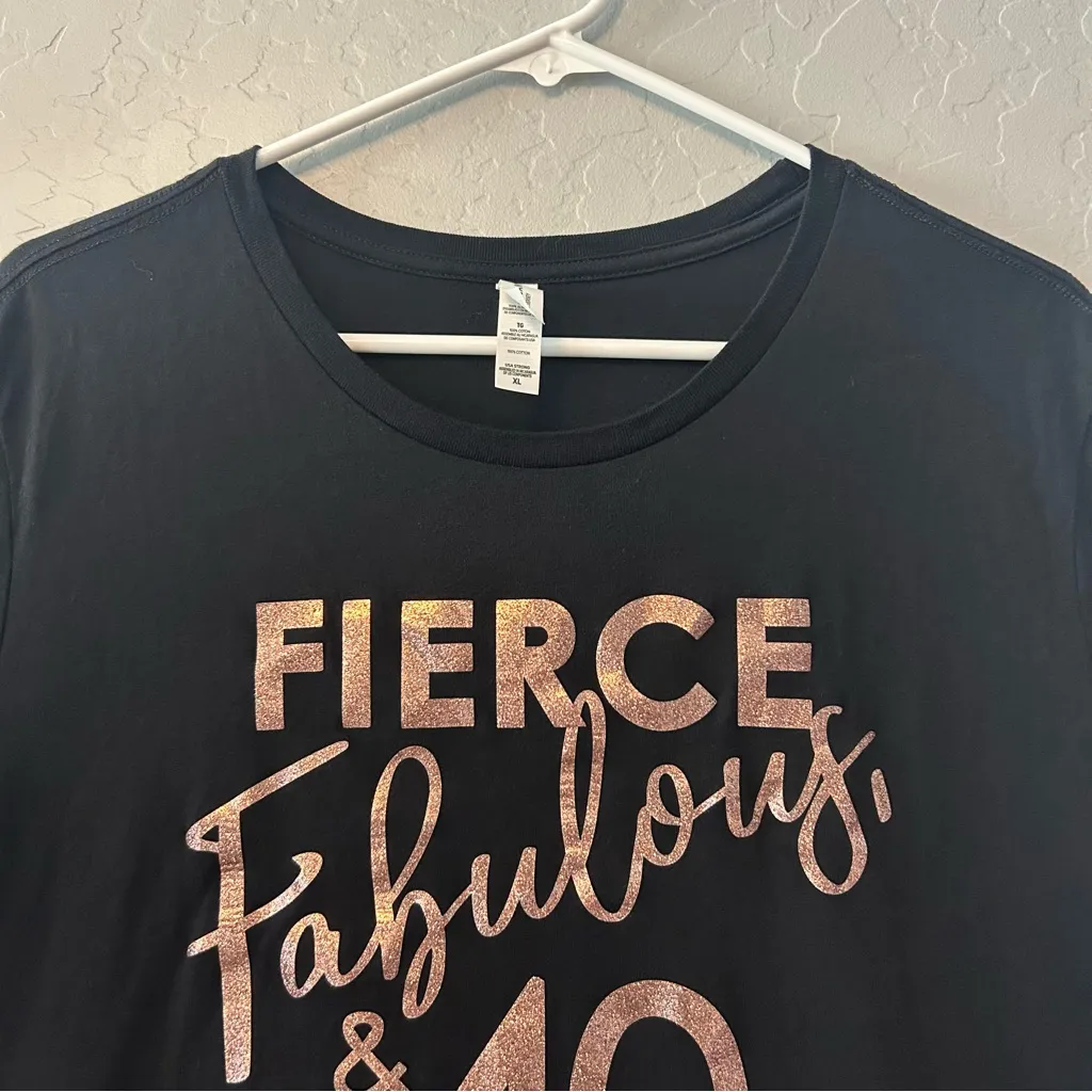 ⭐️Fierce⭐️, fabulous & 40 black and glitter Bella canvas custom T-shirt size xl - Image 4