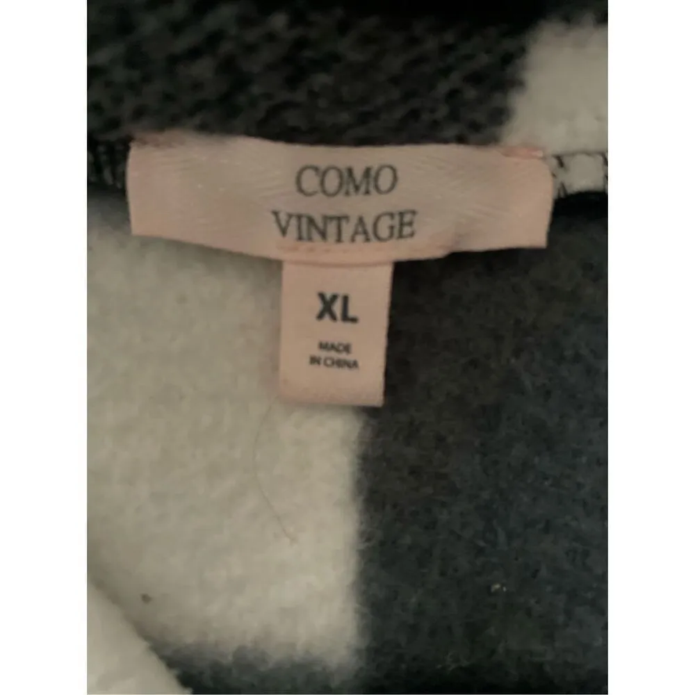 Como Vintage Black and White Checkered Half Zip Mock Collar Pullover Size XL - Image 11