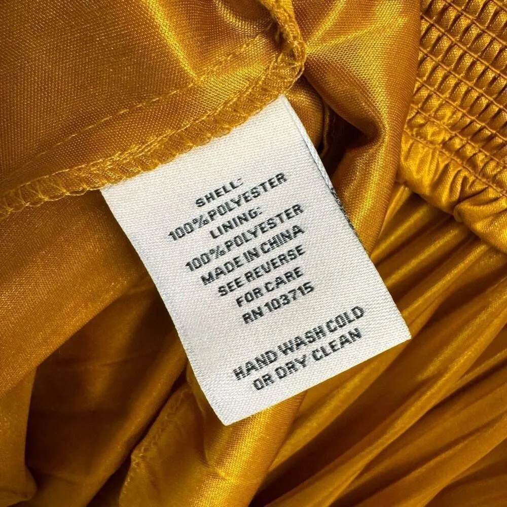 Nanette Lepore Medieval Gold Pleated High Neck Smocked Dress 2 NWT - Image 8