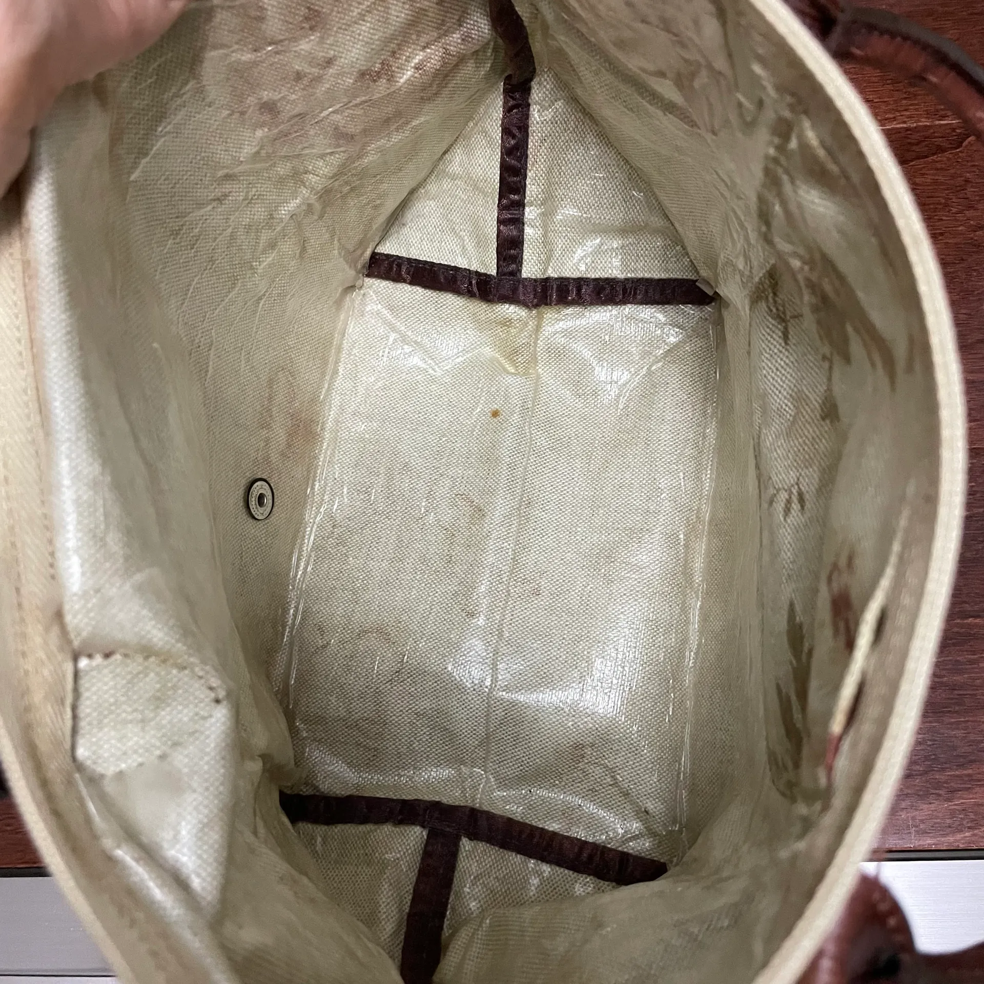 Brighton Vintage  Floral Tapestry Convertible Handbag Purse Cream Brown Olive - Image 6