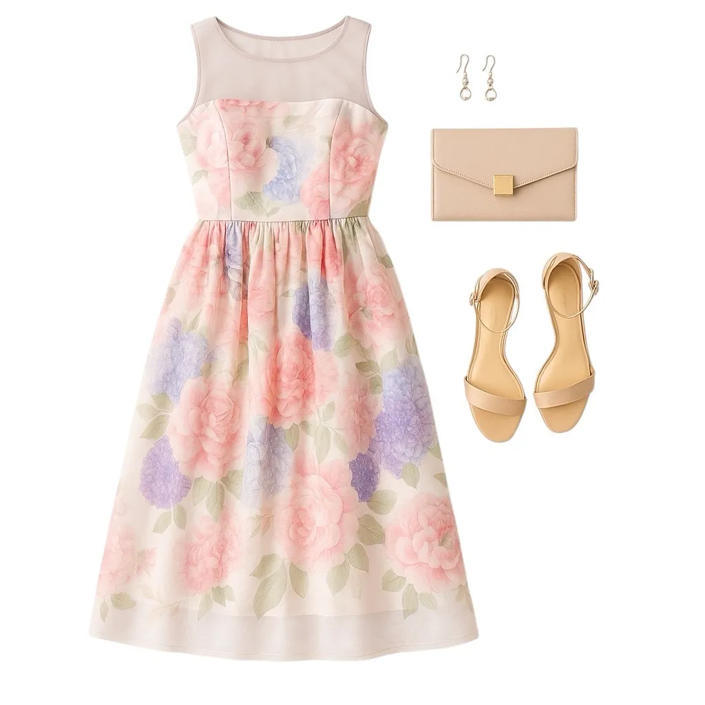 Carmen Marc Valvo Infusion Floral Midi Dress Size 4 Summer Wedding Guest in EUC - Image 2