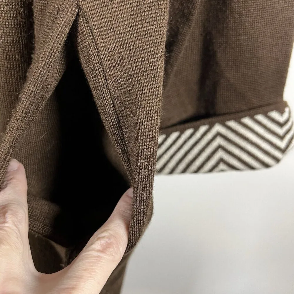 Vintage Altra Made In Italy MerinoWool Sweater & Skirt Set Brown Women’s Size 10 - Image 8