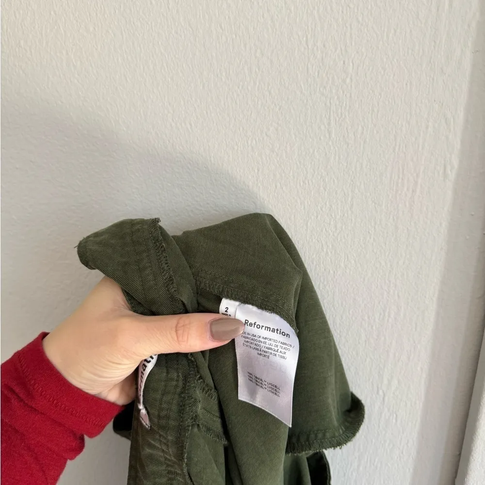 REFORMATION Jackson Pants in Green 2 - Image 4