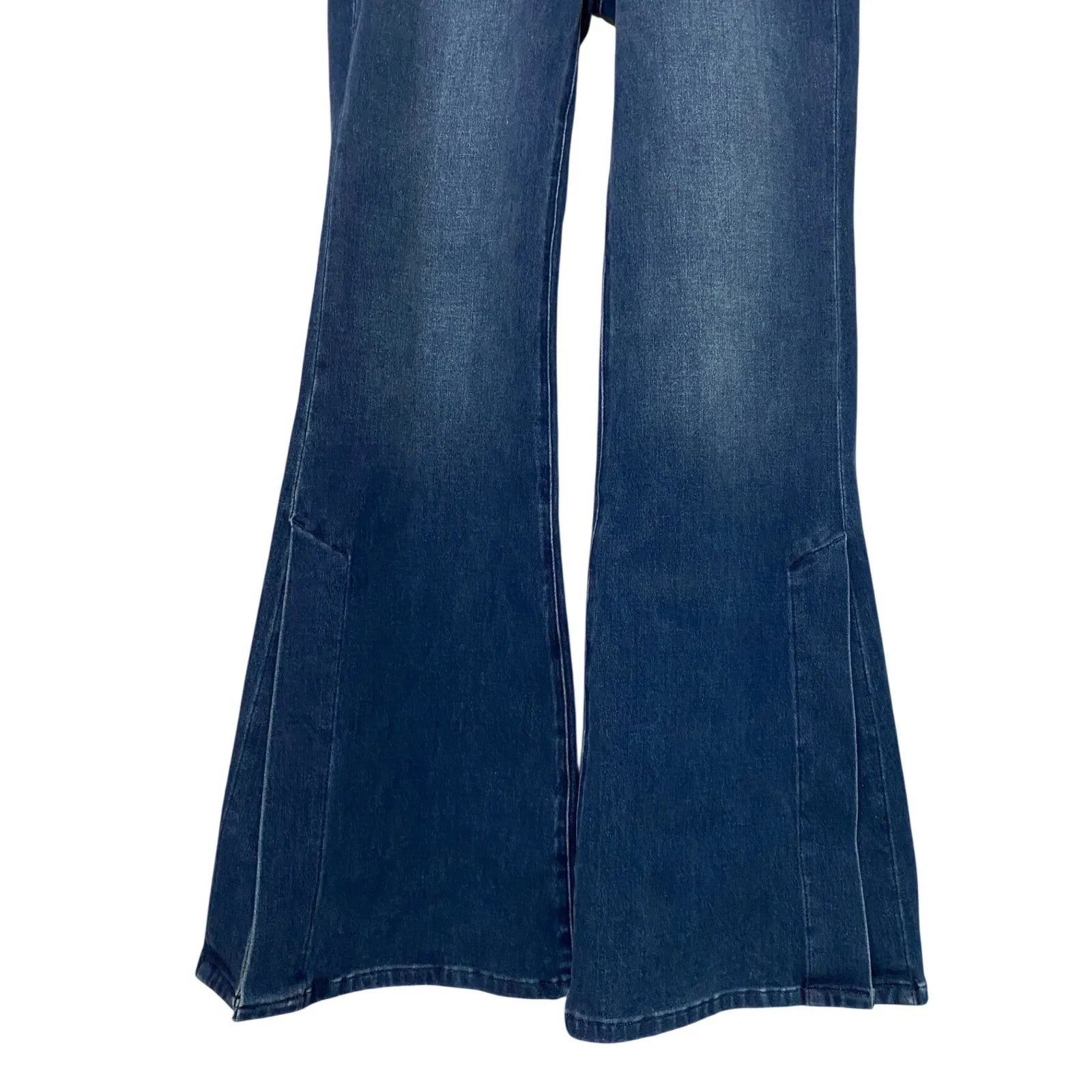Soft Surroundings Flare Leg Jeans Dark Wash Split Hem Elastic Waist Women XS - Image 5
