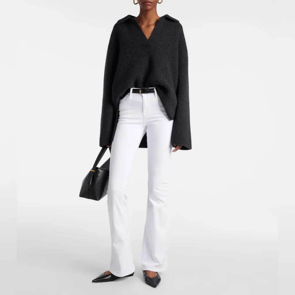 Frame Le High Flare Jeans Sz 27 White Denim Bell Bottom High Rise Preppy Luxury - Image 8