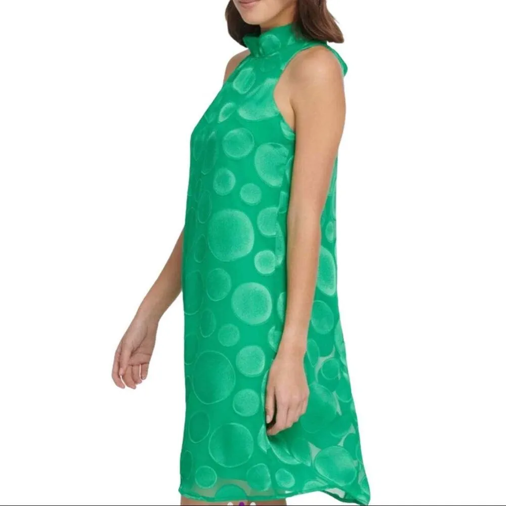 DKNY apple green polka dot back pleat bow dress 2 new - Image 2