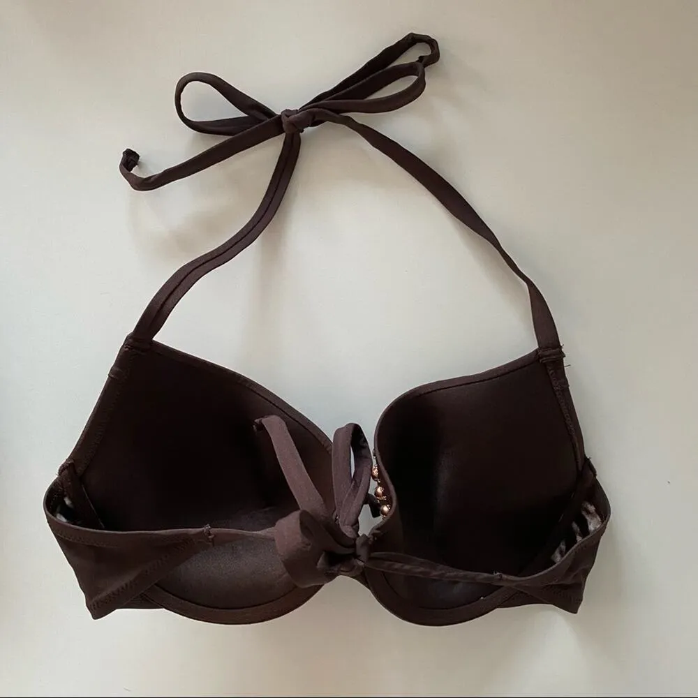 H&M Brown Embellished Bikini Top Size 34D - Image 7