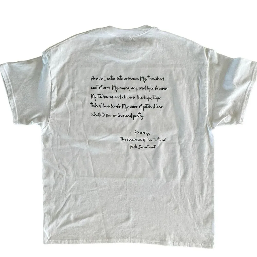 Tortured Poets Department TTPD Song Names White Womens Large T-Shirt - Image 5