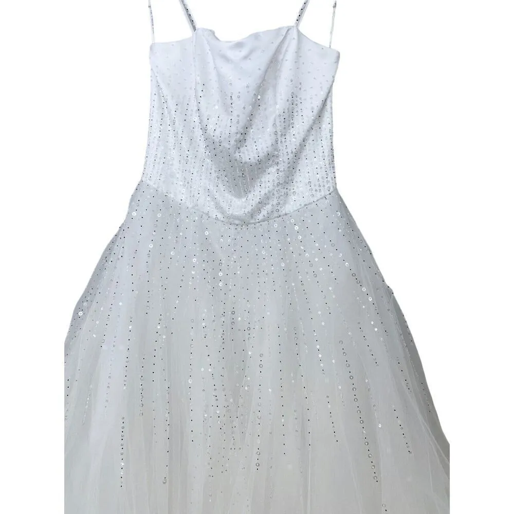 Mori Lee PURE WHITE Wedding Gown 7/8 Princess Tulle Sequins Make Baby Girl Dress - Image 2