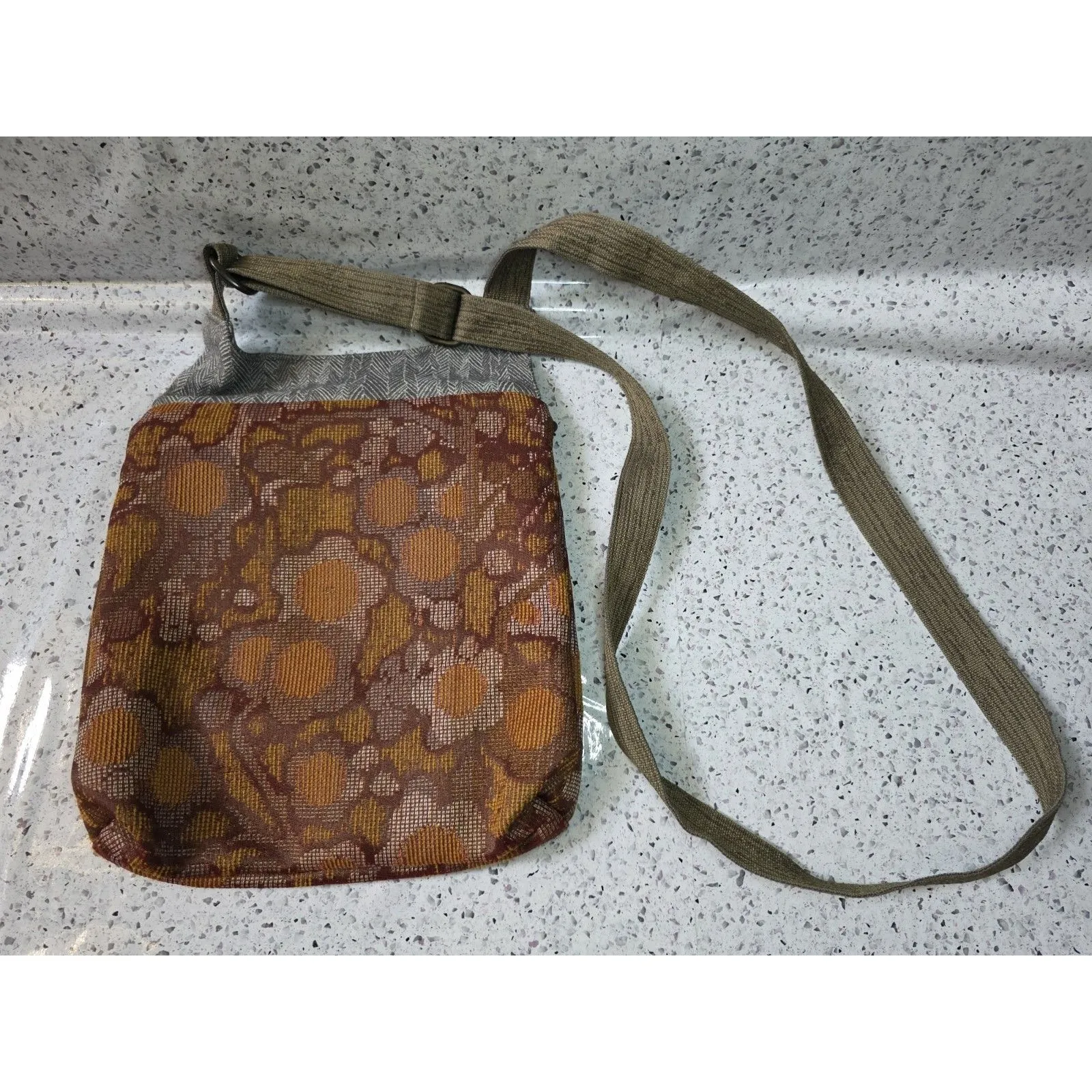 Maruca Orange Tapestry Crossbody Purse Bag Boulder Colorado Floral Flowers 8"x9" - Image 3