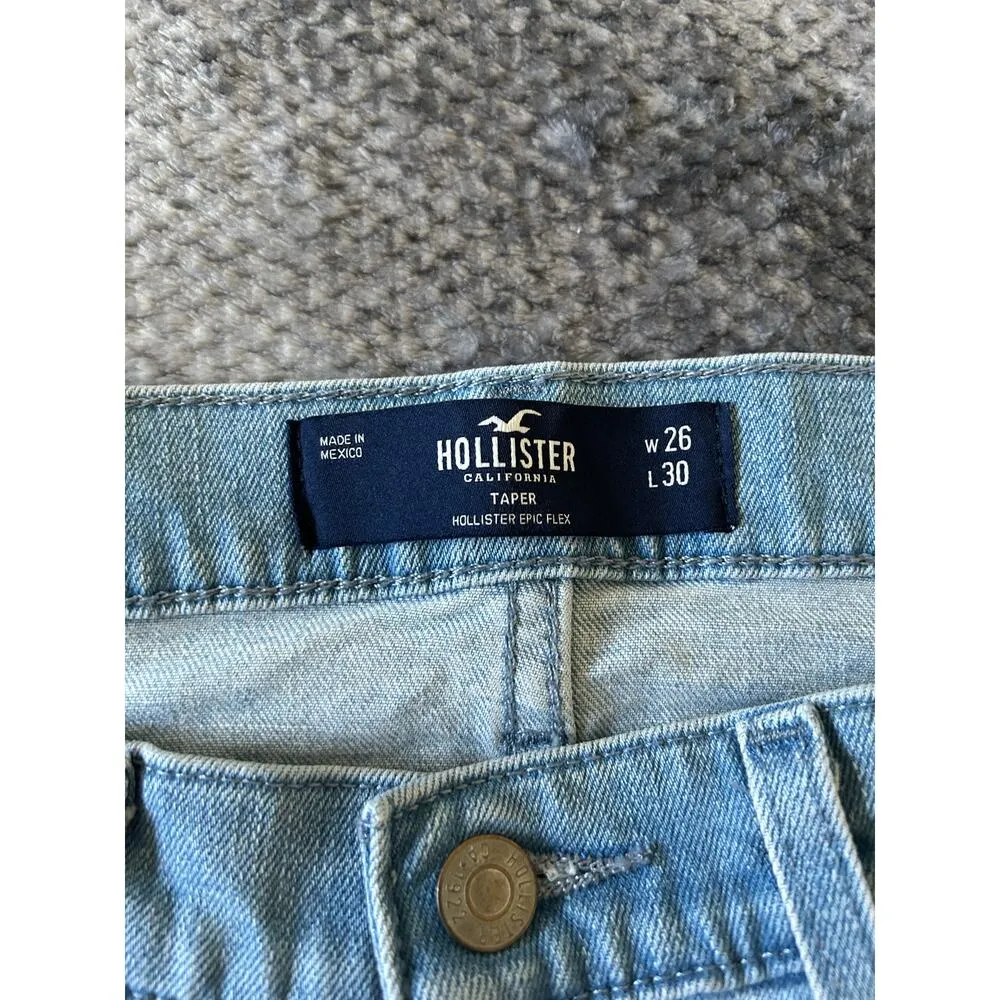 Hollister Taper Epic Flex Light Wash Women Jeans Tagged 26 x 30 Actual 28 X 28 - Image 6