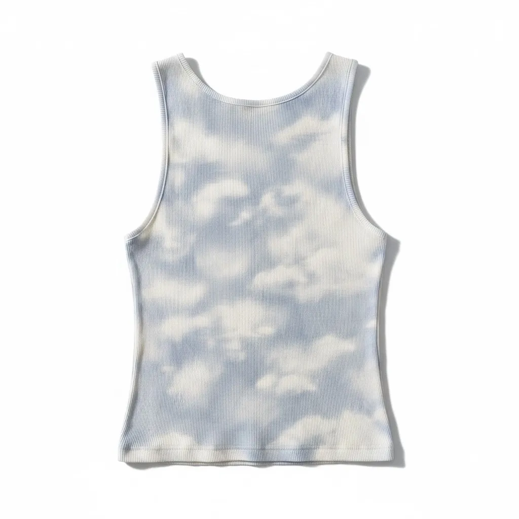 Skims Cotton Rib Tank Blue Quartz Cloud Print Medium EUC - Image 3