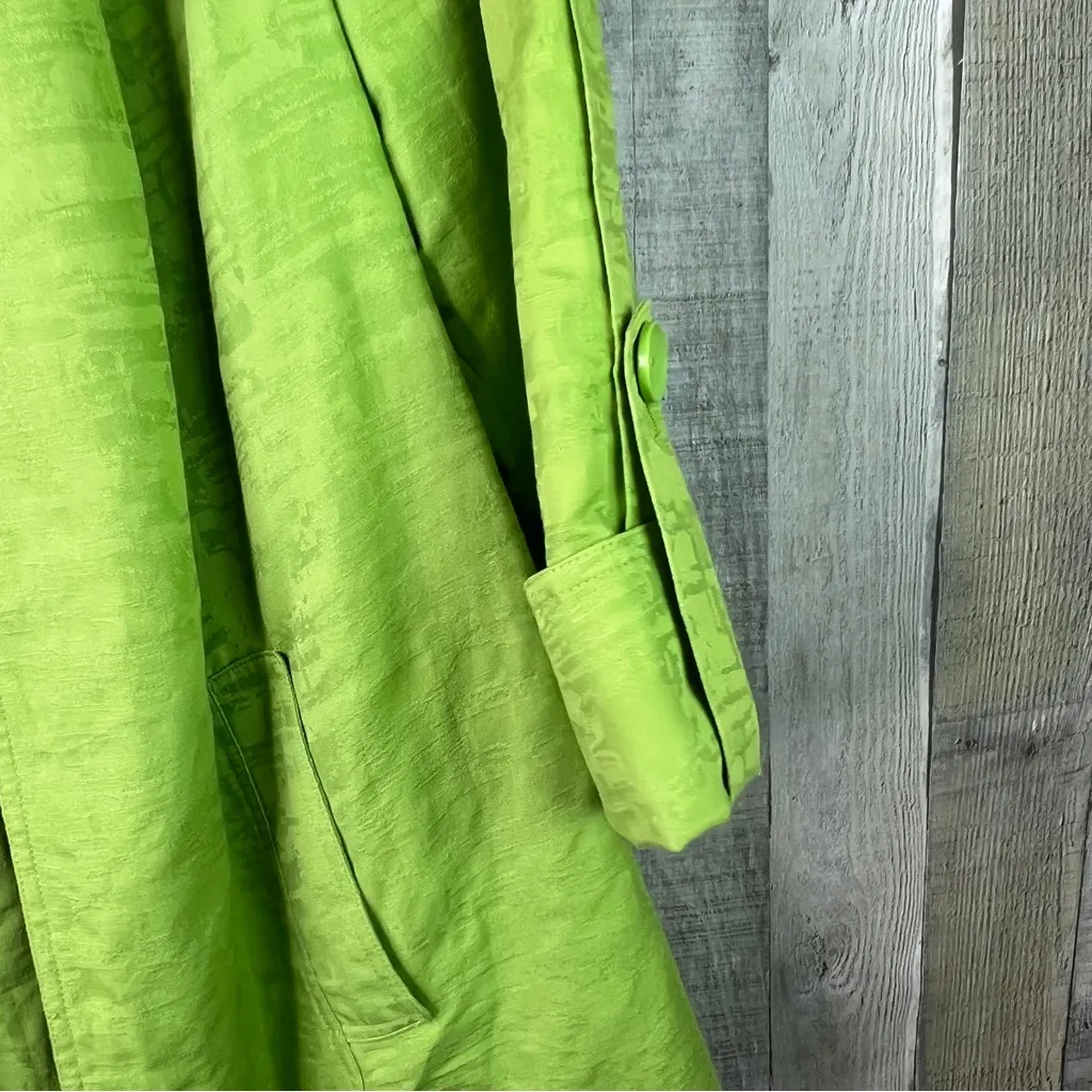 Peter Nygard Size 18 Lime Green Cotton/Linen Blend Blazer Open Front w/Pockets - Image 4