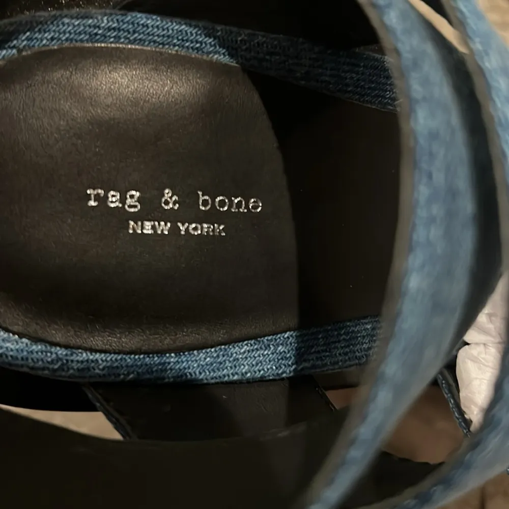 Rag & Bone Santiago Ankle Strap Platform Wedge Sandals Denim, Size 8.5/38.5 NWT - Image 11