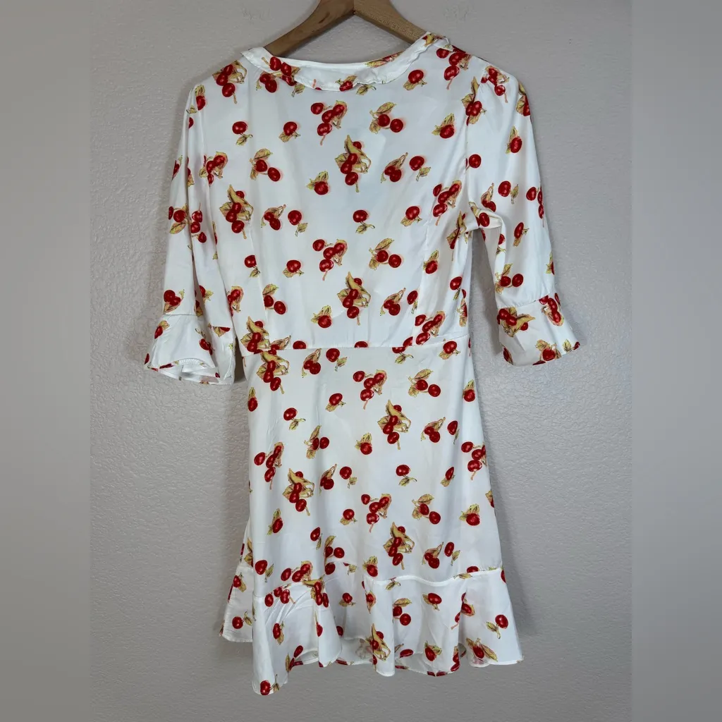Neiman Marcus Haute Rogue Cherries Cutout Ruffle Mini Dress size Medium NEW - Image 11