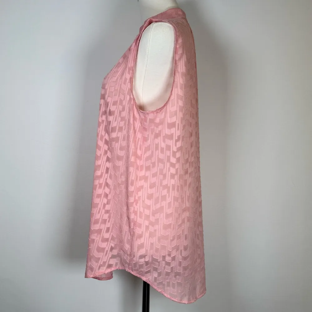Ann Taylor Sleeveless V-Neck Sheer Pink Blouse Women’s Size Medium - Image 4