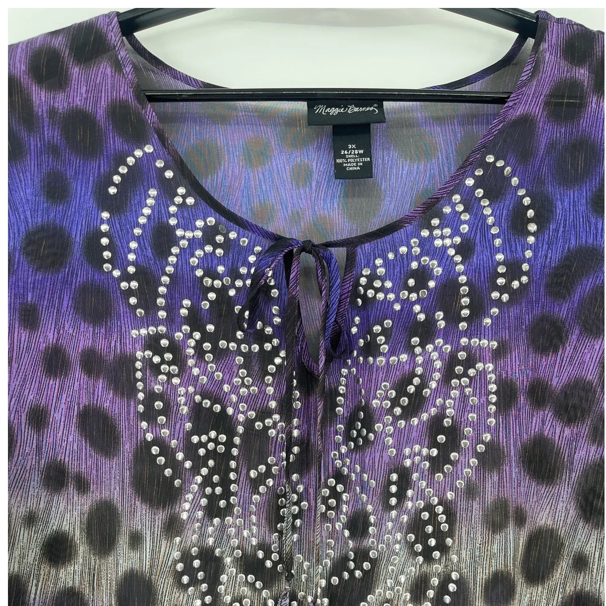 Maggie Barnes Y2K Sheer Studs Top 3X Purple Whimsigoth Witchy Festival Boho Glam - Image 11