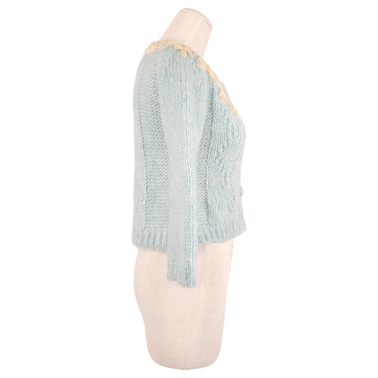 FP One Free People Pixie Wool Blend Cardi Blue Extra Small - Image 4