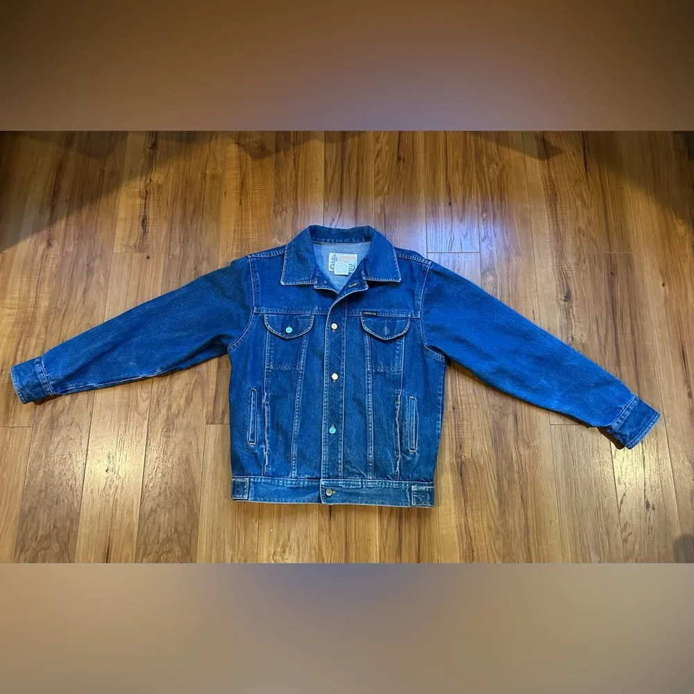 100% Cotton Vintage 1970s Large London Fog Blue Denim Jacket - Image 4