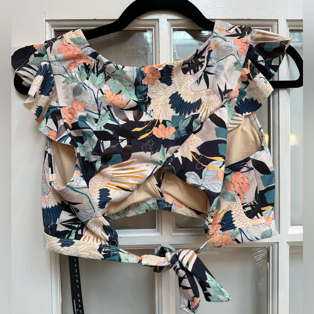 Ashley Graham Swimsuits For All Tropical Crane Beach Bikini Swim Top Size 14 NWT Blue - Image 4