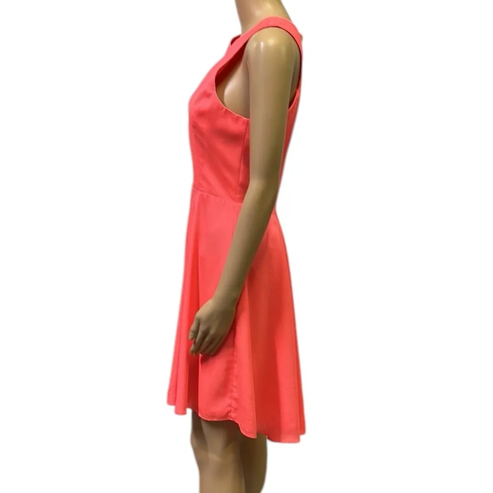 Naven Fit & Flare Sleeveless Exposed Zipper Back Neon Coral Dress Womens 2 - Image 5