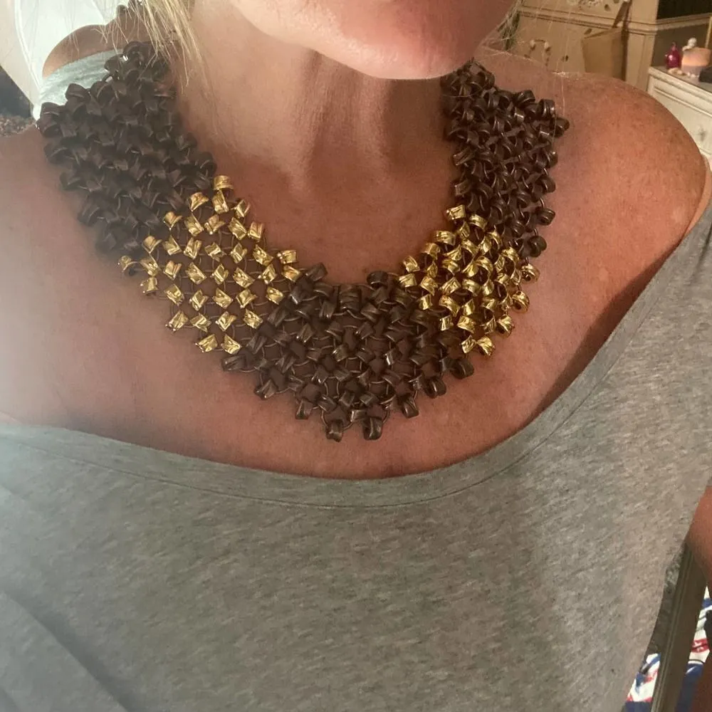 Amrita Singh Knotted Statement Necklace Gunmetal & Gold - Image 4