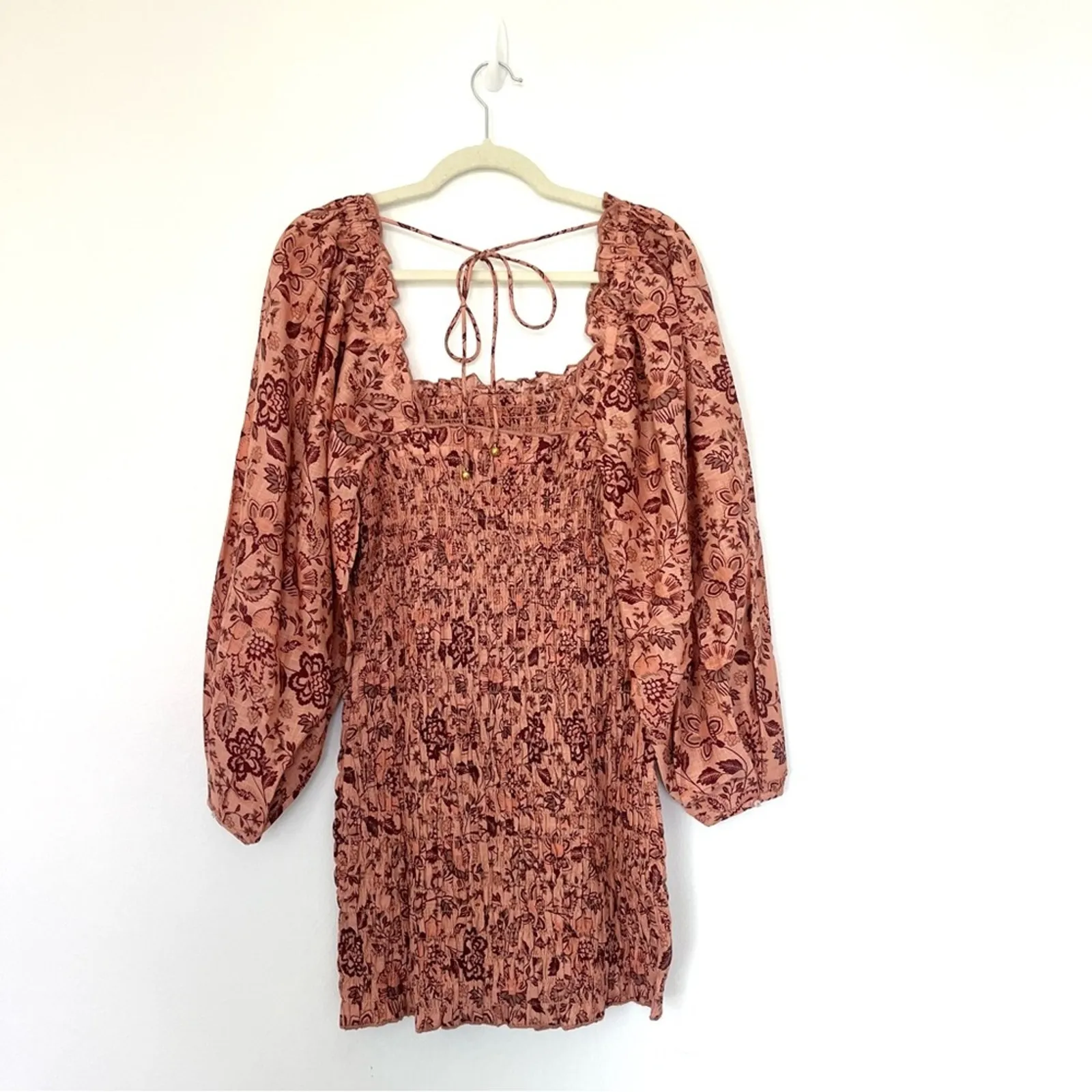 Free People Smock It To Me Dress Sz Medium preppy chic  Boho Western Festival - Image 4