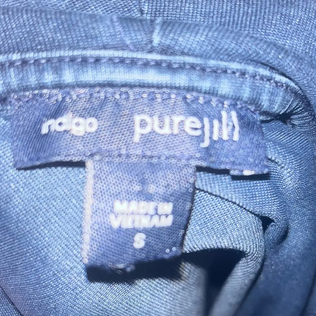 indigo purejill Womens Denim Look Cowl Neck Tunic Shirt Small Swing Office Blue - Image 3